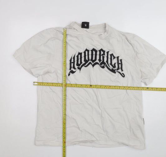 Hoodrich Men's White Graphic Logo T-Shirt Size L
