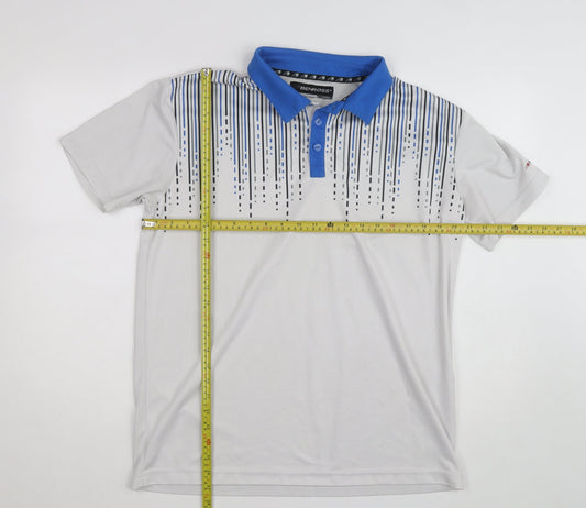 Benross Men's Grey Blue Golf Polo Shirt Size L Quick Dry Activewear