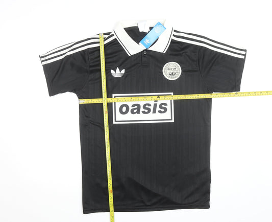 Adidas Mens Black Polo Activewear Top Size L Oasis Collaboration