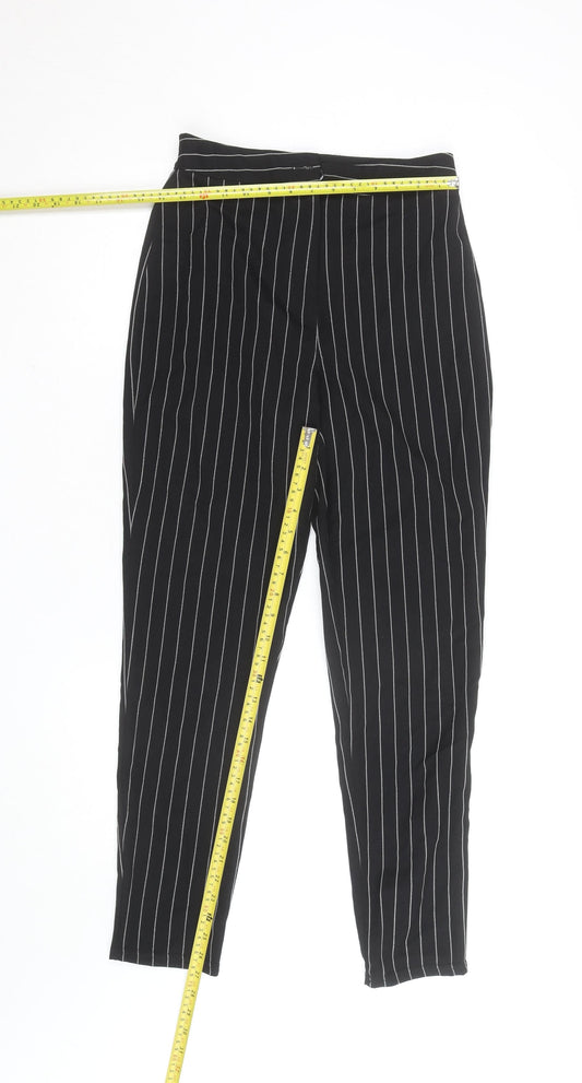 Boohoo Tall Women's Black Pinstripe Trousers Size 6 Slim Fit