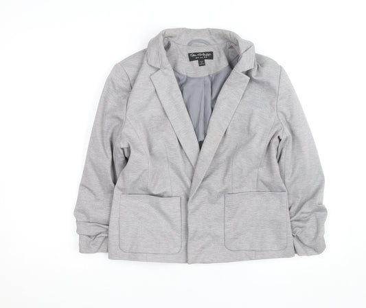 Additional front view of Miss Selfridge Women's Grey, size 14, Tailored Jersey Blazer