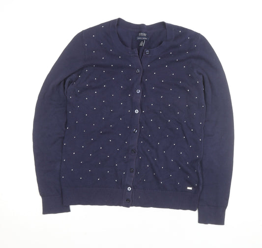Tommy Hilfiger Women's Blue Cotton Studded Cardigan Size S