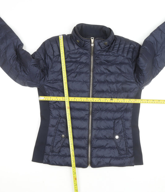 Zara Women Blue Quilted Puffer Jacket Size 12 Lightweight