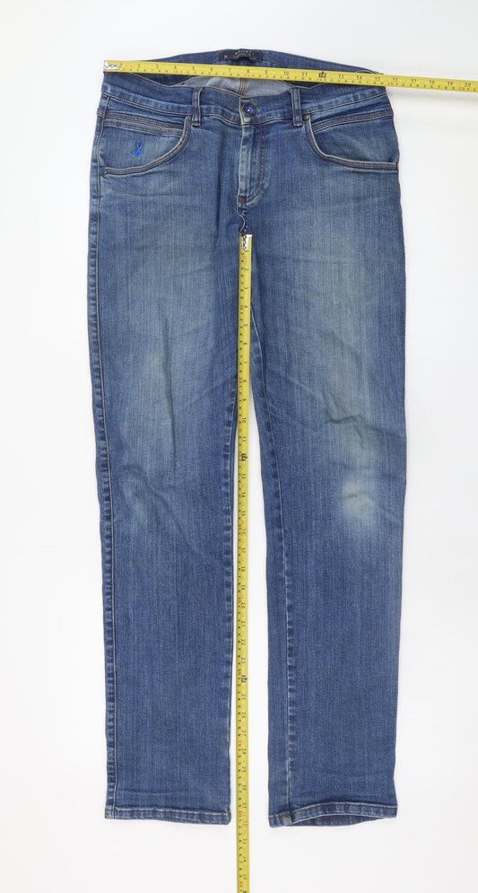 Benetti Men's Blue Light Wash Straight Fit Stretch Denim Jeans 34R