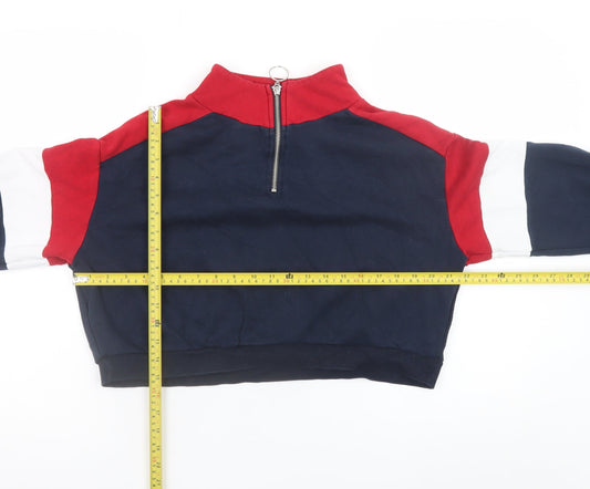 H&M Divided Women’s Navy Red Colourblock 1/2 Zip Sweatshirt Size S