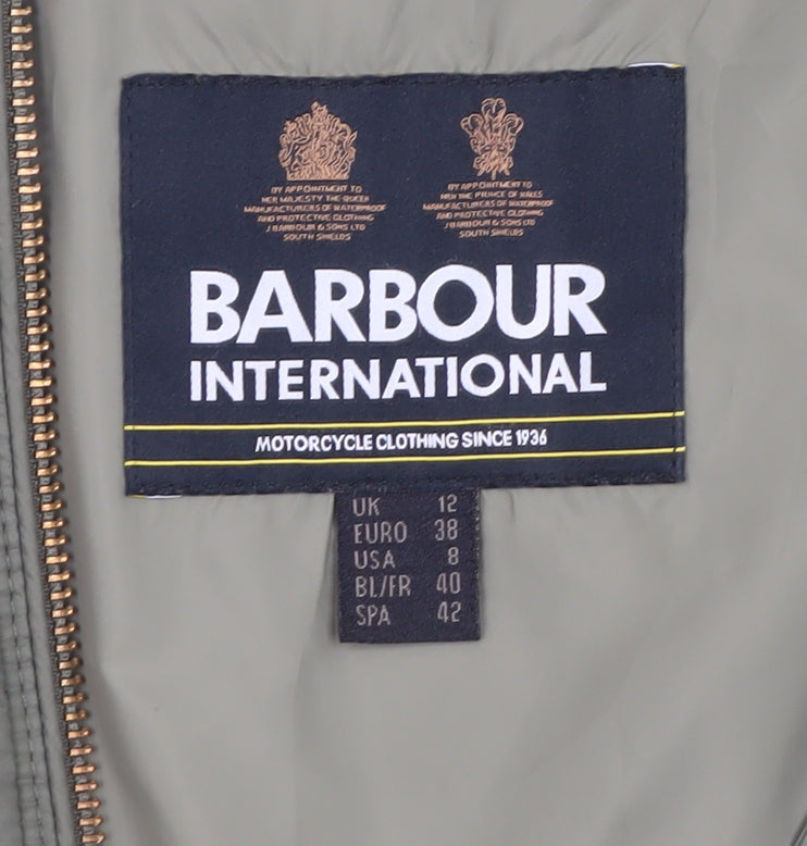 Barbour International Women's Green Quilted Long Hooded Coat UK 12