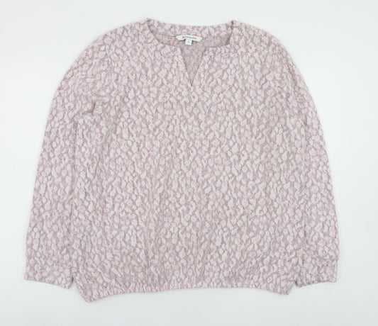 Bonmarché Women Pink Animal Print Knit Blouse Size 16