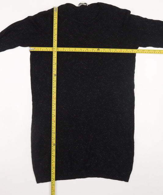 Whistles Women Black Size 12 Knit Jumper Dress Long Sleeve