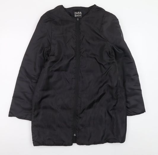 Zara Women Black Mid-Length Puffer Coat Size 12