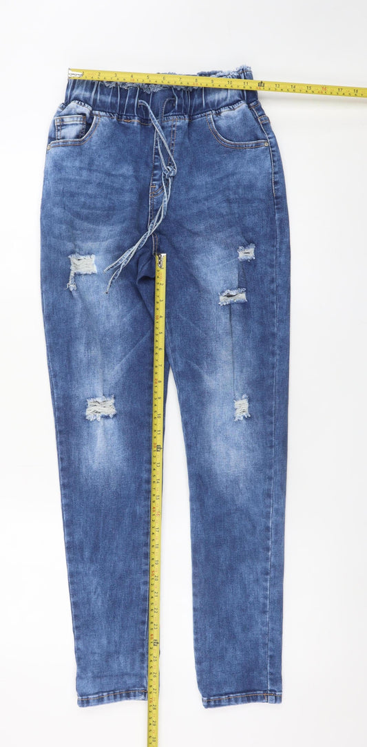 The Casual Company Girls Blue Ripped Boyfriend Jeans Size 12 Years