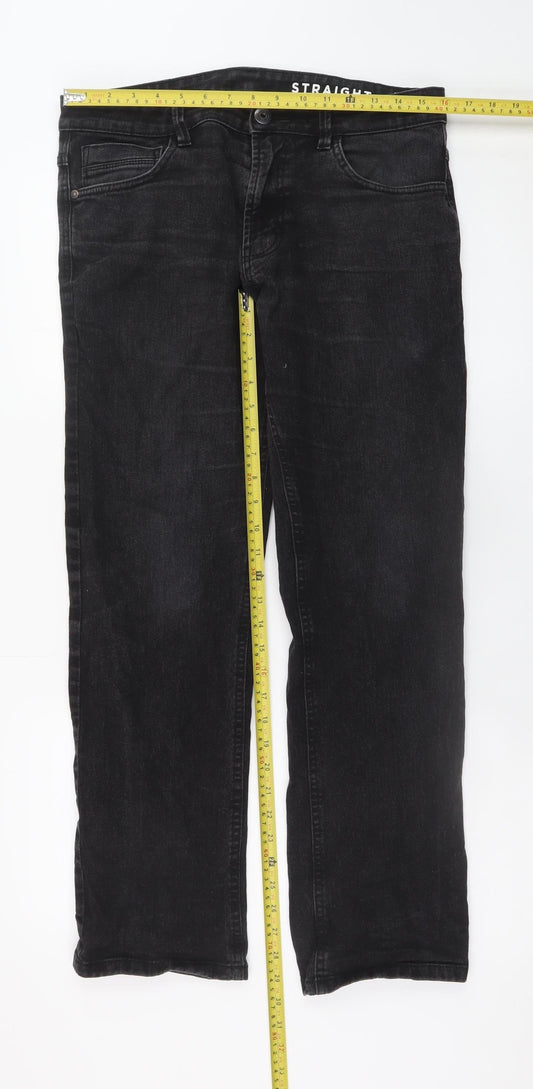 Dunnes Stores Men's Black Straight Jeans 34W 30L Cotton Denim
