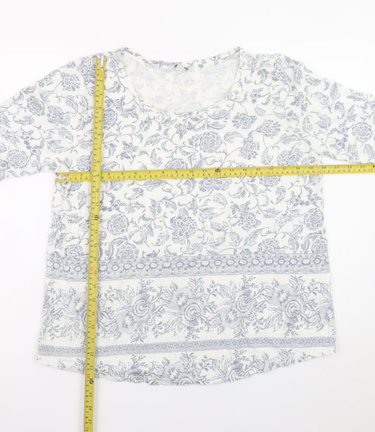Lucky Brand Women Blue Floral Cotton Tunic Blouse XL