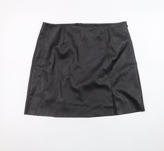 Noisy May Women's Black Faux Leather Short Pencil Skirt L