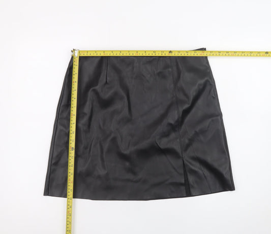 Noisy May Women's Black Faux Leather Short Pencil Skirt L