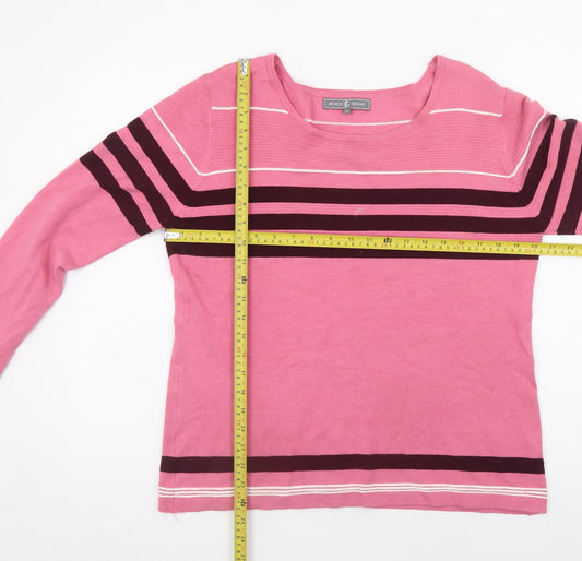 Jessica Graaf Women's Pink Striped Pullover Jumper Size L