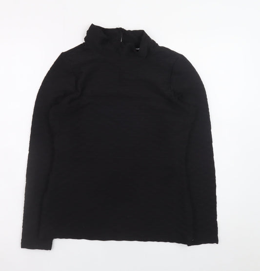 Additional front view of Gallery Women's Black, size 8, Mock Neck Long Sleeve Top