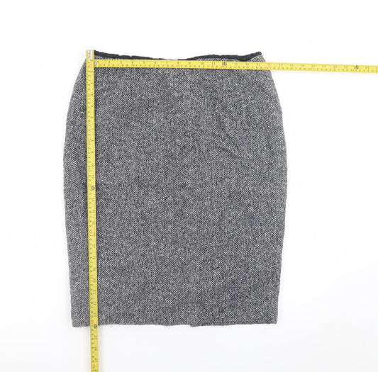 Aquascutum Womens Grey Wool Silk Straight Pencil Skirt UK 16