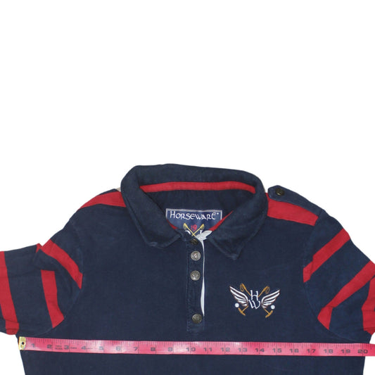 Horseware Women Navy & Red Henley Sweatshirt UK16 XL Cotton Blend