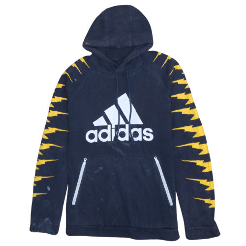 Additional front view of Adidas Men's Blue Pullover Hoodie, size S, Sports Fleece with Logo