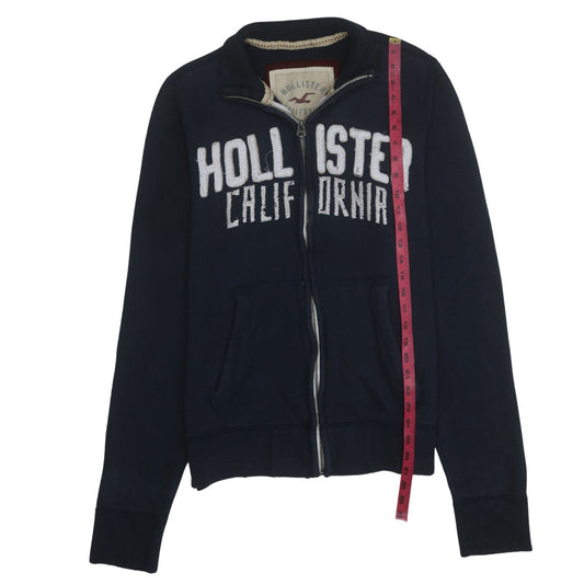 Hollister Men's Blue Full Zip Track Jacket Size L Fleece Logo