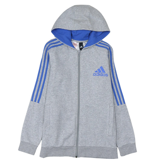 Additional front view of Adidas boys’ grey full zip hoodie 13-14 years sports logo fleece