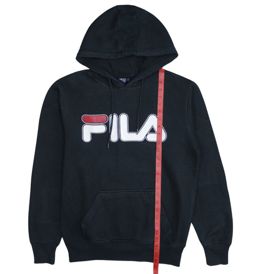 Fila Men's Black Pullover Hoodie S Logo Graphic Cotton Blend