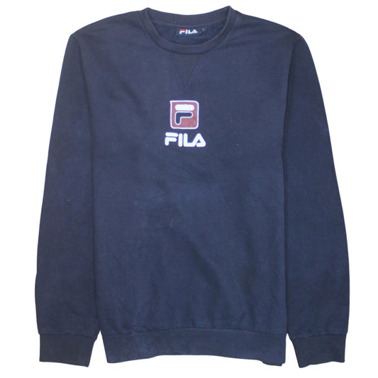 Additional front view of Fila men’s blue logo crew neck sweatshirt l regular fit