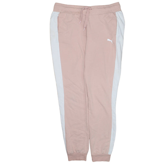 Additional front view of Puma women’s pink jogger sweatpants uk 12 side stripe comfort fit
