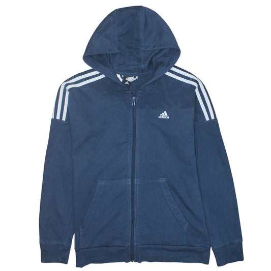 Additional front view of Adidas boys’ blue full zip hoodie 13-14 years sports fleece sweatshirt