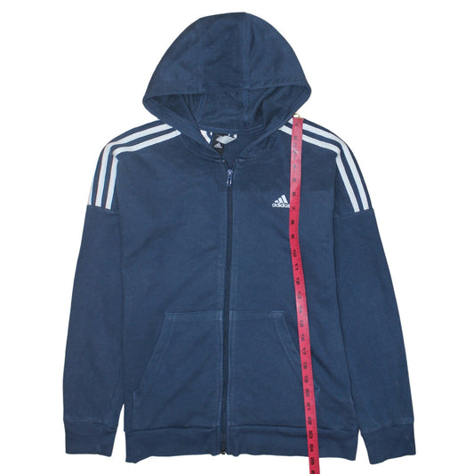 Adidas Boys Blue Full Zip Hoodie 13-14 Years Sports Fleece Sweatshirt