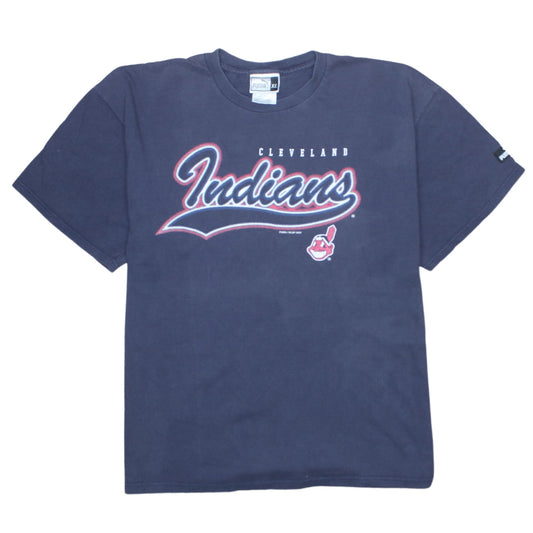 Additional front view of Puma men’s blue xl cleveland indians sports graphic retro t-shirt
