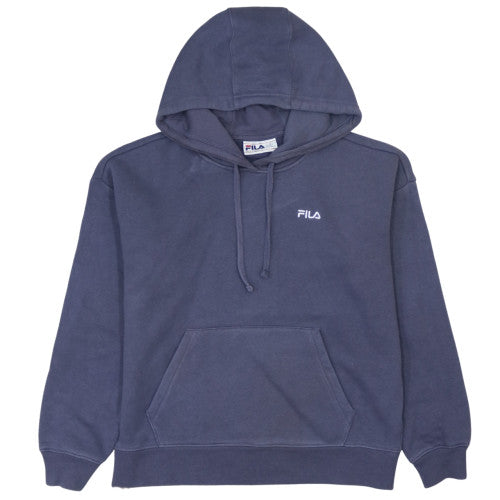 Additional front view of Fila women’s blue pullover hoodie medium cotton blend drawstring casual