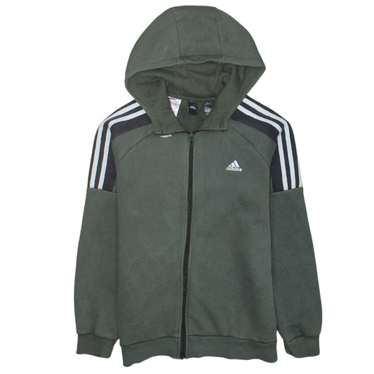 Additional front view of Adidas boys’ green full zip hoodie sweatshirt 13-14 years l gym casual