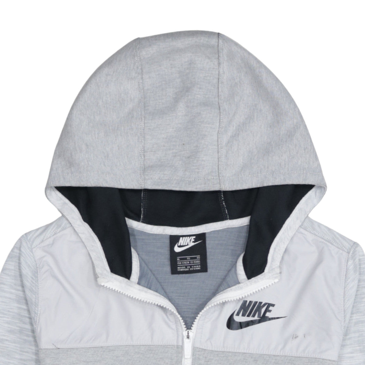 Additional view of Nike boys’ grey full zip hoodie sweatshirt xl 13-15 years hooded logo
