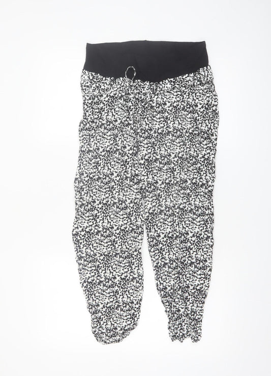 H&M MAMA Women's Black Floral Maternity Tapered Trousers Size 8