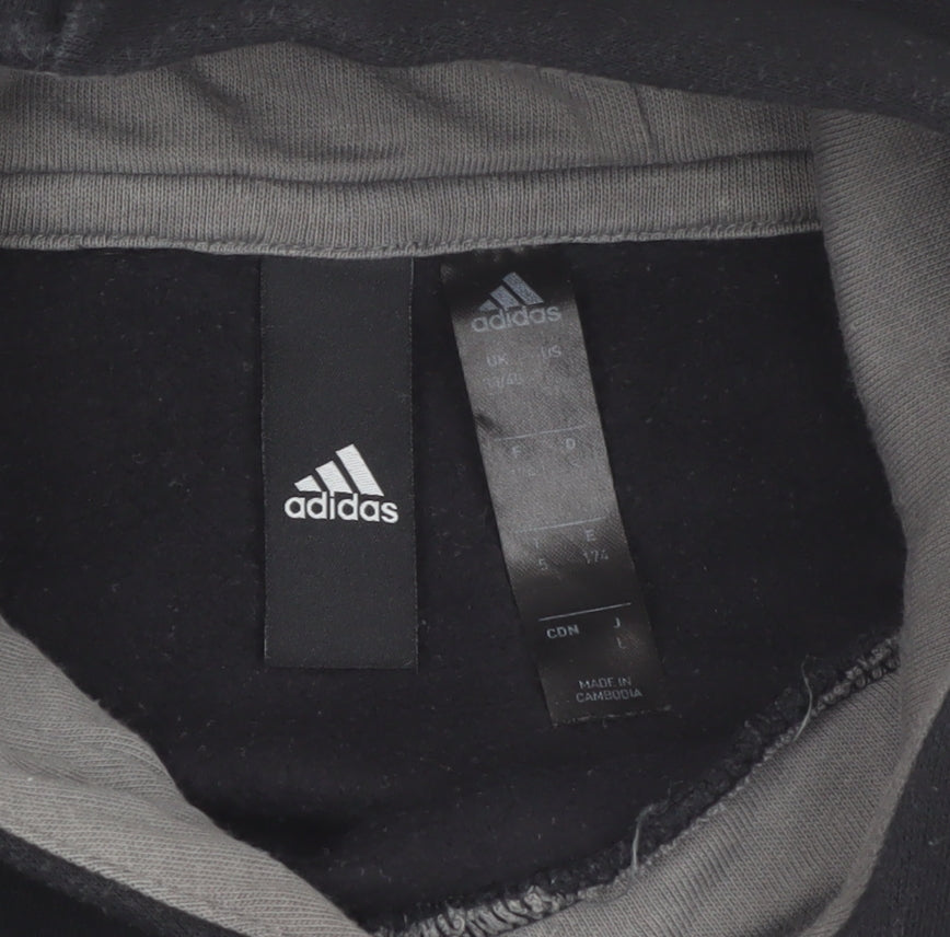Additional view of Adidas Men's Black Pullover Hoodie, size L, Sports Fleece Sweatshirt