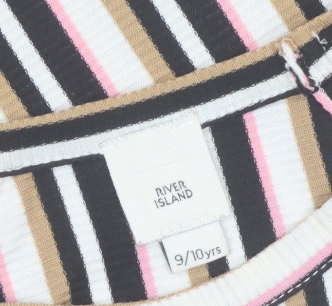 Additional view of River Island Teens Multicoloured Striped Cropped Halter Tank Top 9/10yrs