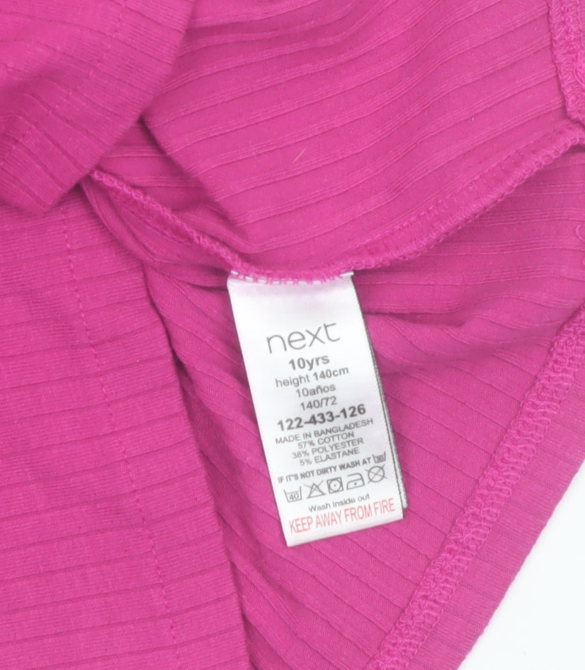 Brand and care label for Next girls’ pink ribbed stretch camisole tank top 10 years