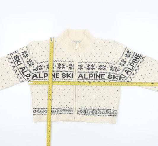Primark Girls Cream Fair Isle Alpine Ski Full Zip Cardigan 10-11 Years