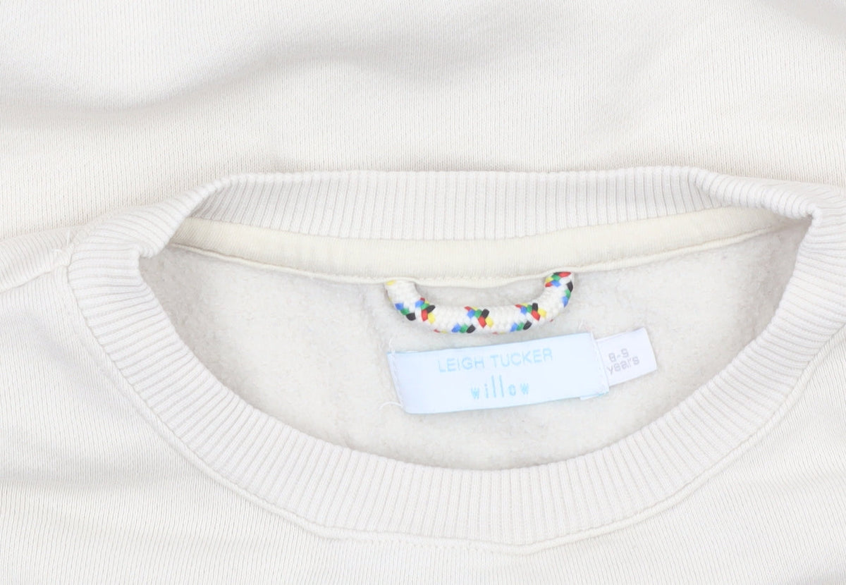 Additional view of Leigh Tucker Willow girls’ beige cotton blend crew neck sweatshirt 8 years