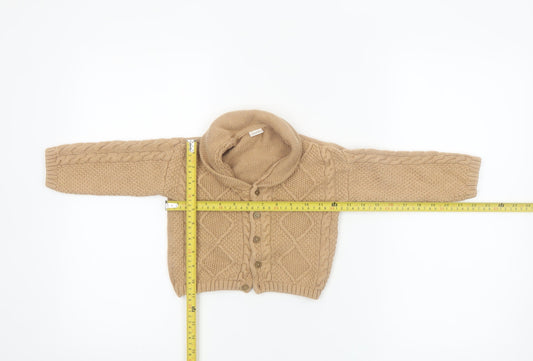 Next Unisex Baby Beige Cable Knit Cardigan 12-18 Months Cotton Jumper