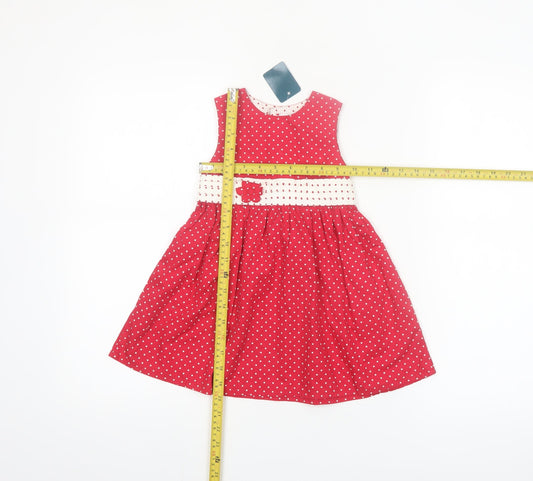 Early Days Girls Red Polka Dot Sleeveless Fit & Flare Dress 18-23 Months