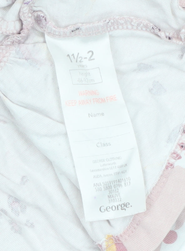 George Girls Pink Unicorn Long Sleeve Cotton T-Shirt 18-24 Months