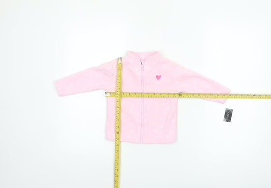 Dunnes Stores Girls Pink Fleece Heart Zip Jacket 9-12 Months