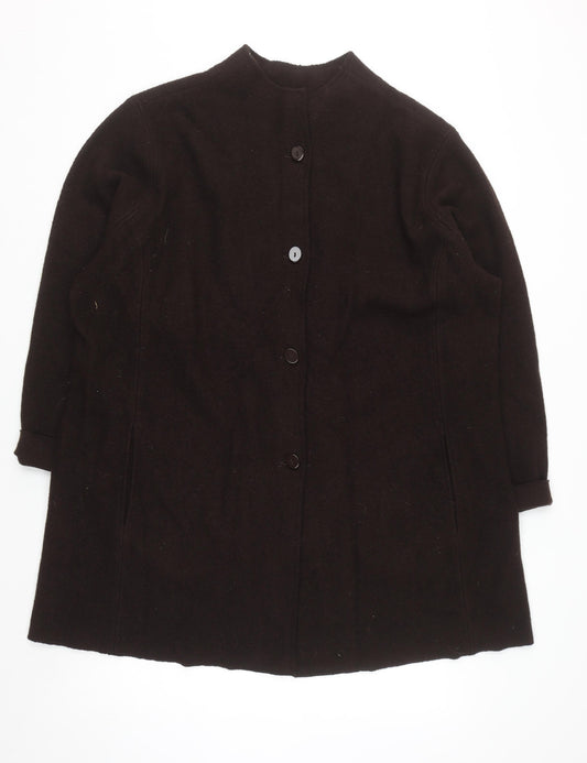 Additional front view of Mandarin Blue unisex adults brown wool mid-length overcoat 2xl