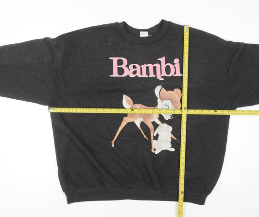 Disney Classics George Women’s Black Bambi Graphic Sweatshirt Size M 12-14