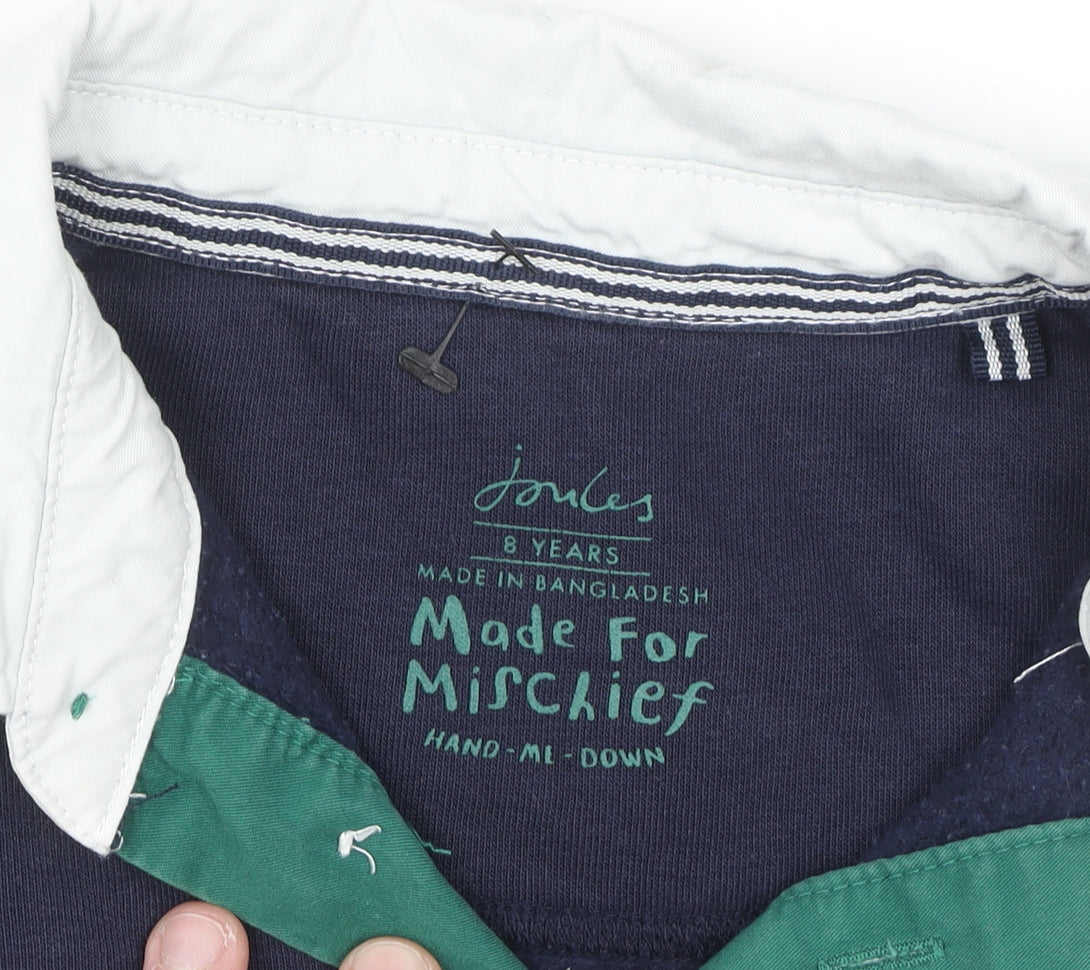 Additional view of Joules boys’ navy green collared rugby sweatshirt 8 years cotton blend