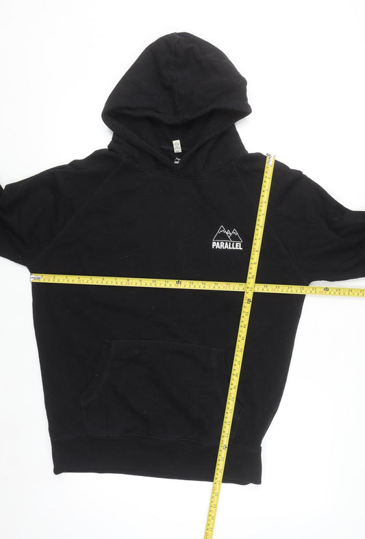 Parallel Men's Black Large Pullover Hoodie Fleece Cotton Blend