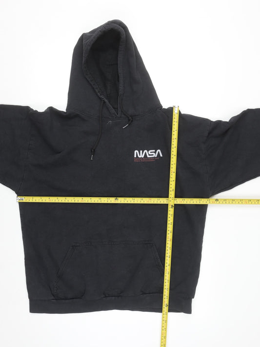 NASA Men's Black Pullover Hoodie Size L Regular Fit Graphic Print