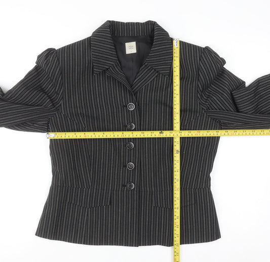 Noa Noa Women's Black Pinstripe Tailored Blazer Jacket Size M